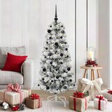 vidaXL Umetno Zložljivo Božično Drevo Zelena in bela 150 cm PVC | Shoptok.si