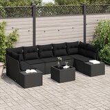 vidaXL 8-delni vrtni sofaset z blazinami Črn poli ratan, (22091524) | Shoptok.si