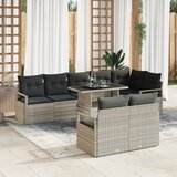 vidaXL 9-delna zunanja garnitura s blazinami svetlo siva poli ratan | Shoptok.si