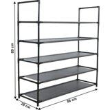 Kondela Omara za čevlje, 5 nadstropna, kovinska, črna, s policami iz tkanine, MADILO | Shoptok.si