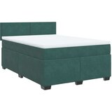 vidaXL Box spring postelja z vzmetnico temno zelena 140x200 cm žamet | Shoptok.si