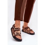 Boto Brown Women Sandals With Buckles In Leopard Print Seladith | Shoptok.si