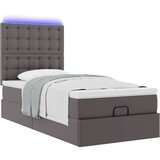 vidaXL Otomanski posteljni okvir z vzmetnico siv 80x200 cm um. usnje, (21609148) | Shoptok.si