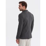 Ombre Men's SLIM knit jacket with subtle texture - graphite | Shoptok.si