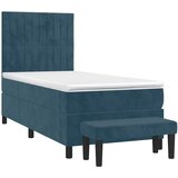 Box spring krevet s madracem tamnoplavi 90x190 cm baršunasti | shoptok.hr