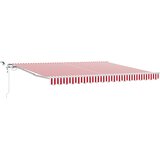 vidaXL Avtomatska retraktibilna tenda z LED rdečo in belo črto 400x350 cm | Shoptok.si