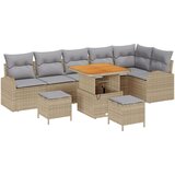 9 Vrtna sedežna garnitura z blazino 9 pcs Bež in svetlo siva, (5000133851) | Shoptok.si