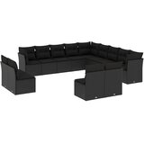  13-dijelni set vrtnih sofa s jastucima poliratan crni | shoptok.hr