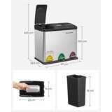 Songmics Koš za smeti 3v1, 3x 8 L, srebrn | Shoptok.si