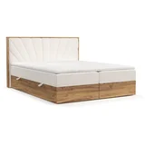 Kremno bela/v naravni barvi boxspring postelja s prostorom za shranjevanje 140x200 cm Asahi –