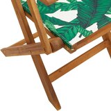  3-dijelni bistro set od tkanine i masivnog drva uzorkom lišća | shoptok.hr