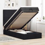  Otomanski okvir kreveta s madraca crni 90x190cm od tkanine | shoptok.hr