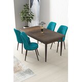 Hanah home Set Trpezarijski sto i 4 stolice Nile, tirkizno-smeđa | Eponuda.ba