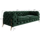 Ropez Tamno zelena baršunasti sofa 225 cm Chelsea Bis – | shoptok.hr