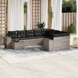  10-dijelni set vrtnih sofa poliratan s jastucima svijetlosivi | shoptok.hr