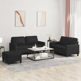  3-dijelni set sofa s jastucima crni od umjetne kože Cijene