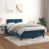 vidaXL Box spring postelja z vzmetnico temno moder 120x190 cm žamet | Shoptok.si