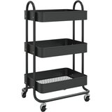 Kolica s 3 razine crna 43 x 34 x 79 cm čelična | shoptok.hr