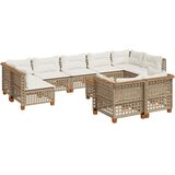  10-dijelni set vrtnih sofa s jastucima bež od poliratana 55 x 55 x 36 cm | shoptok.hr