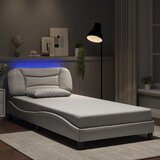 Furnova Posteljni okvir z LED lučkami bel 100x200 cm umetno usnje, (21936431) Cene