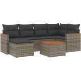 Maison Chic Seti vrtnega pohištva - Vrtna garnitura - Vrtni pohištvo set 7-delna z blazinami siv poli ratan, (21803351) | Shoptok.si