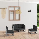 The Living Store Vrtna sedežna garnitura 4-delna z blazinami trdna borovina - Vrtna Sedežna Garnitura, (21424942) | Shoptok.si