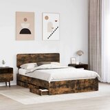 vidaXL konstrukcija postelje s predalom dimljeni oreh 140 x 190 cm, (5000113628) | Shoptok.si