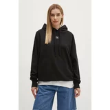 Calvin Klein Jeans Bombažen pulover ženski, črna barva, s kapuco, J20J224063