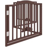 vidaXL Ograda za pse z vrati zložljiva 4 paneli rjava 320cm topolovina | Shoptok.si