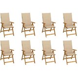  Sklopive stolice s jastucima 8 kom. Masivno bagremovo drvo Bež 120 x 50 x 3 cm | shoptok.hr