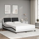 Maison Chic Posteljni okvir - Dvoposteljna postelja - Zakonska postelja z vzglavjem bel in črn 140x200 cm umetno usnje-J15693, (21760718) | Shoptok.si