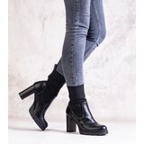 Gemre Black eco leather block heel ankle boots Asera | shoptok.hr