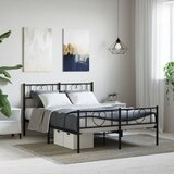 vidaXL Kovinski posteljni okvir z vzglavjem in vznožjem črn 140x190 cm | Shoptok.si