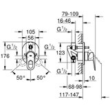 Grohe 29041000 BauLoop (2 priključka) pokrivna plošča za kad ali tuš | Shoptok.si