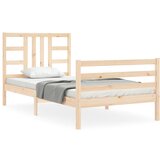 The Living Store Posteljni okvir z vzglavjem 90x200 cm trden les - Posteljni Okvir, (21529976) | Shoptok.si