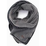 Ombre Men's knitted scarf with two-tone stripes - grey and black Cene