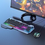 hoco. Tipkovnica+miška, igralni komplet, RGB osvetlitev, USB - GM12 | Shoptok.si