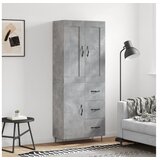 vidaXL Visoka komoda siva betona 69 5x34x180 cm od konstruiranog drva | shoptok.hr