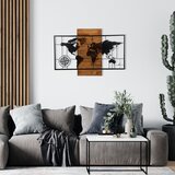  World map wıth compass black walnut decorative wooden wall accessory Cene