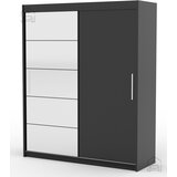ADRK Furniture Garderobna omara z drsnimi vrati Esti - 180 cm - črna Cene