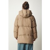  Women's Beige Hooded Puffer Coat | Eponuda.ba