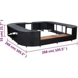 Poli kvadraten okvir za masažno kad črn 268x268x55 cm poli ratan | Shoptok.si