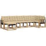  Set vanjskih sofa 7 kom. Bijela i bež Smeđa 306 x 128,5 x 73 cm | shoptok.hr