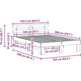  Krevetna konstrukcija Prirodna 160 x 200 cm Čvrsto borovo drvo | shoptok.hr