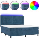  Krevet box spring s madracem LED tamnoplavi 160x200 cm baršun | shoptok.hr