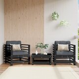 The Living Store Vrtni stoli z blazino 2 kosa črna trdna borovina - Vrtni Stol, (21477762) | Shoptok.si