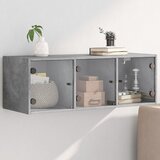 vidaXL Stranska omarica s steklenimi vrati betonsko siva 102x37x35 cm | Shoptok.si