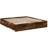  Posteljni okvir s predali dimljen hrast 200x200 cm inž. les | Shoptok.si