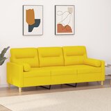 vidaXL Trosjed s ukrasnim jastucima svjetložuti 180 cm od tkanine Cijene