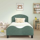 Krevet za djecu s uzglavljem Morska zelena 90 x 190 cm Baršun | shoptok.hr